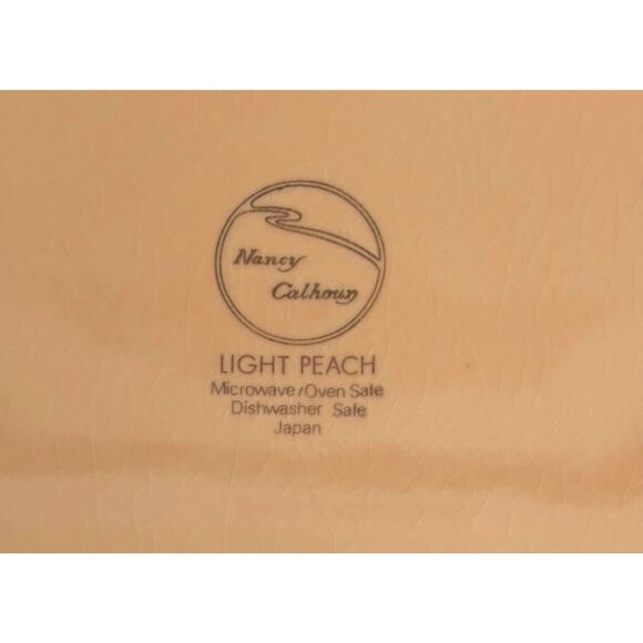 Vintage Nancy Calhoun Set of 4 Four Light Peach RING Dinner Plates 10.5" JAPAN! - Picture 4 of 4